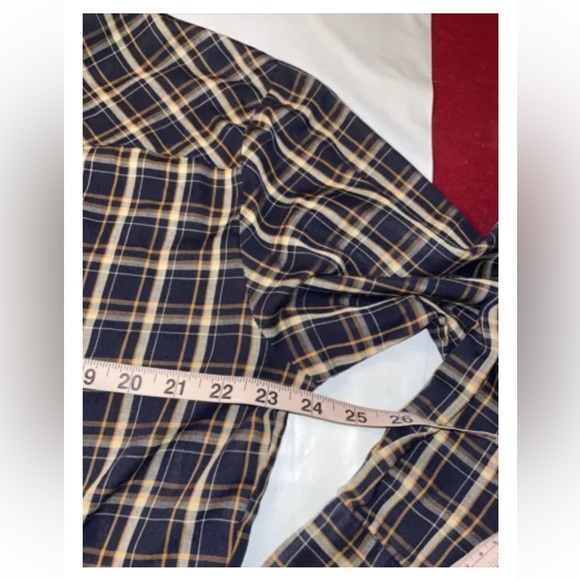 Christopher Rand dark plaid Western Shirt Blue Tan Rockabilly Pearl Snap up 1970 - Picture 6 of 11